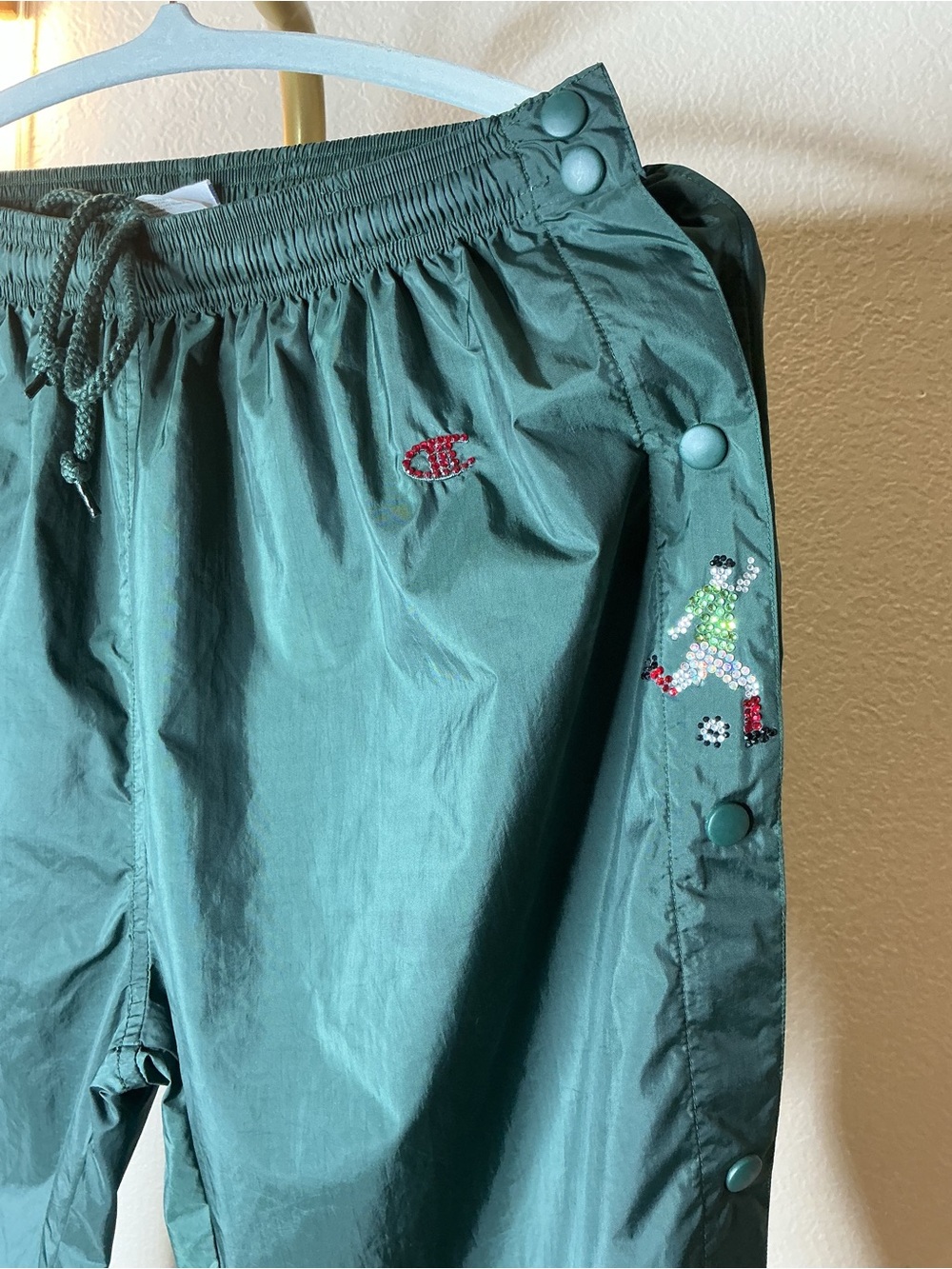 Champion Dark Green Snap-Button Soccer Women Track Pants